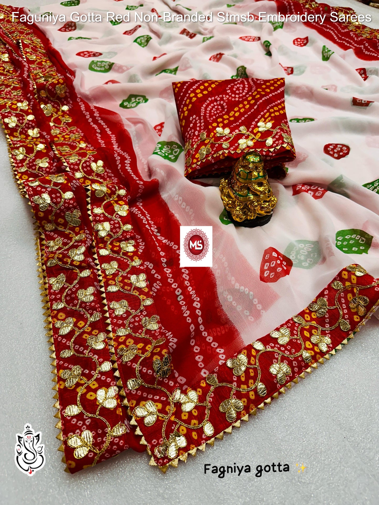Faguniya Gotta Red Non-Branded Stmsb Embroidery Sarees
