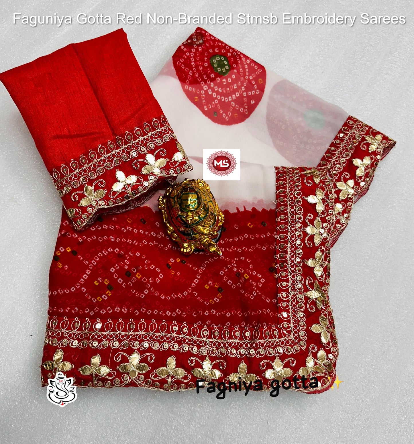 Faguniya Gotta Red Non-Branded Stmsb Embroidery Sarees