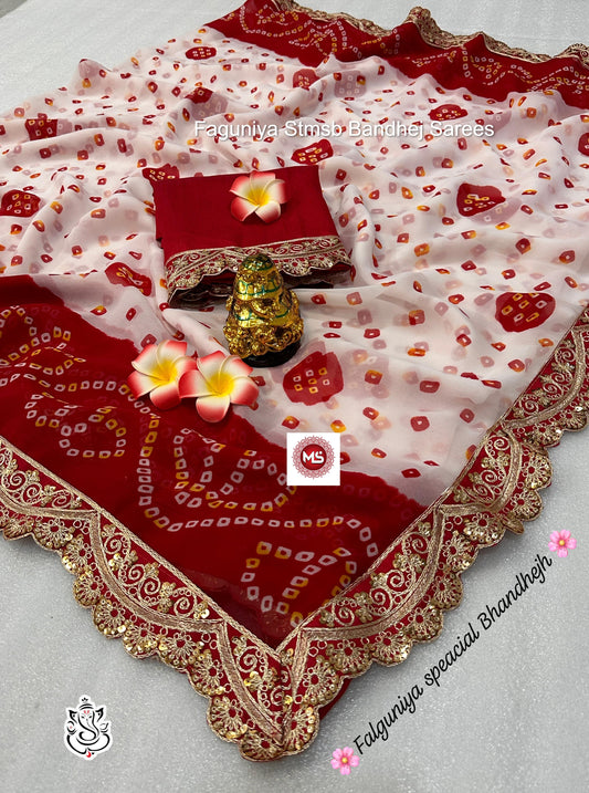 Faguniya Stmsb Bandhej Sarees