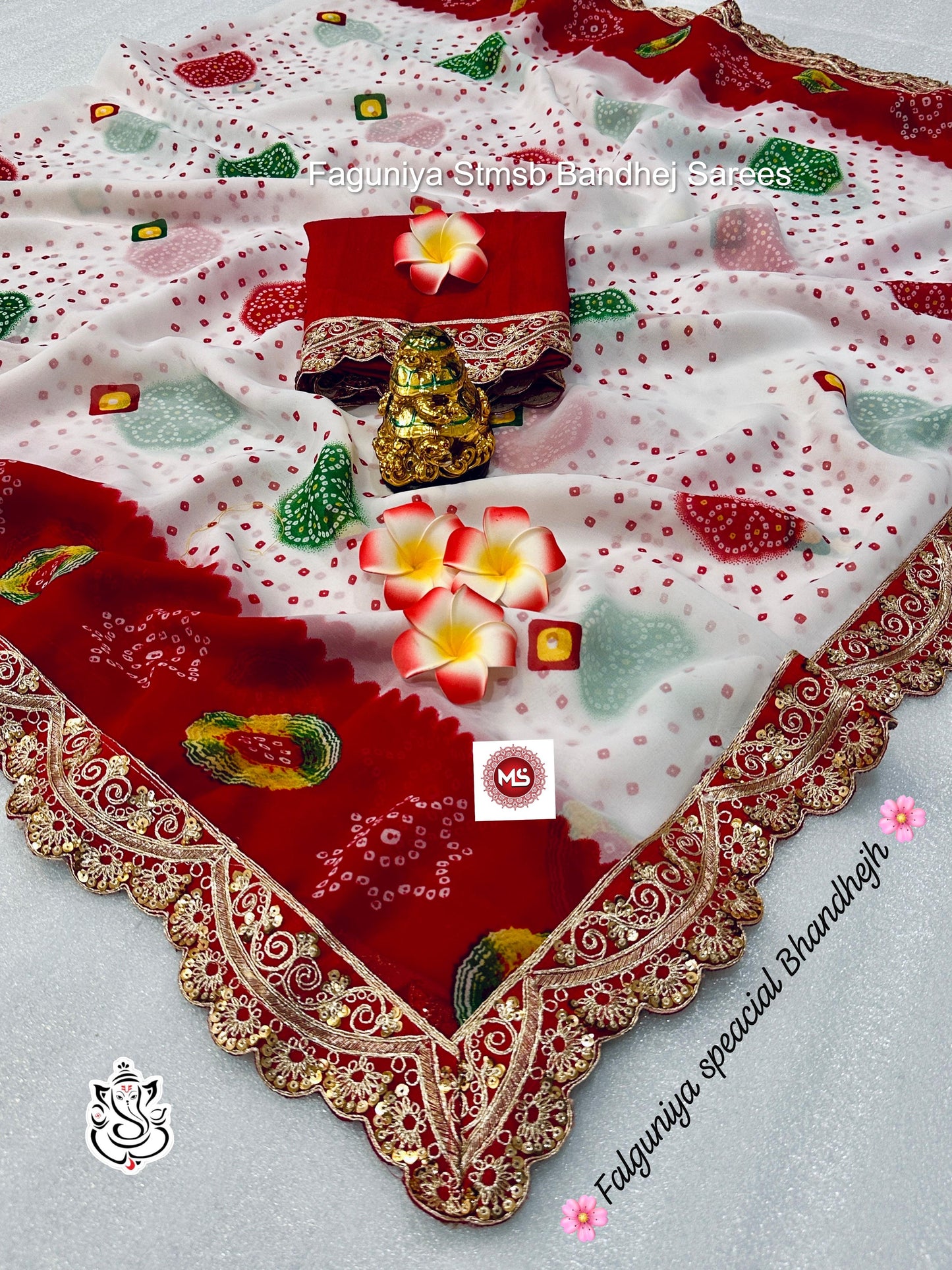 Faguniya Stmsb Bandhej Sarees