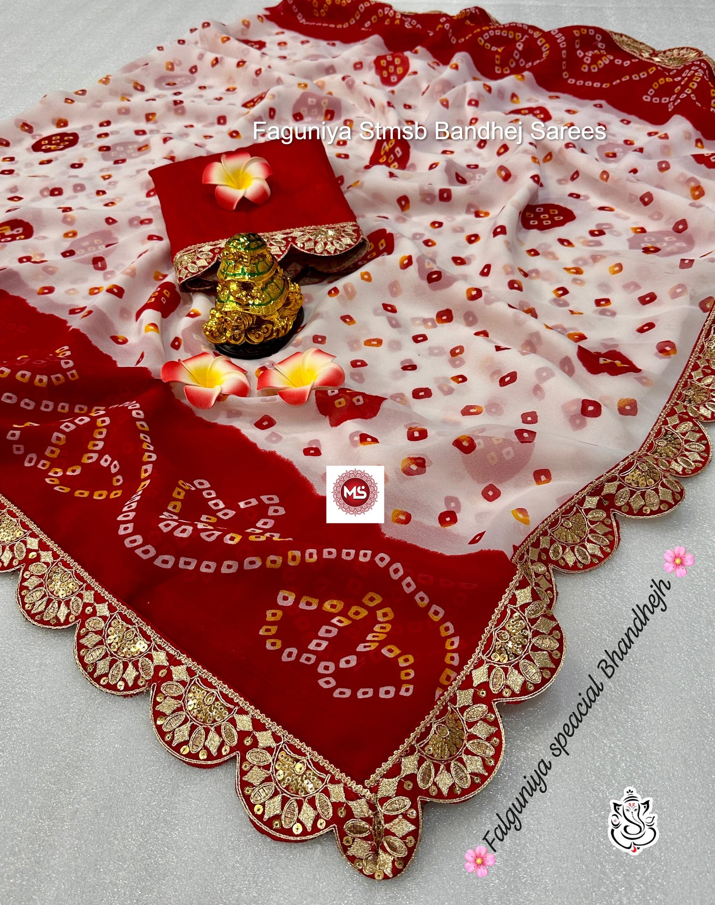 Faguniya Stmsb Bandhej Sarees