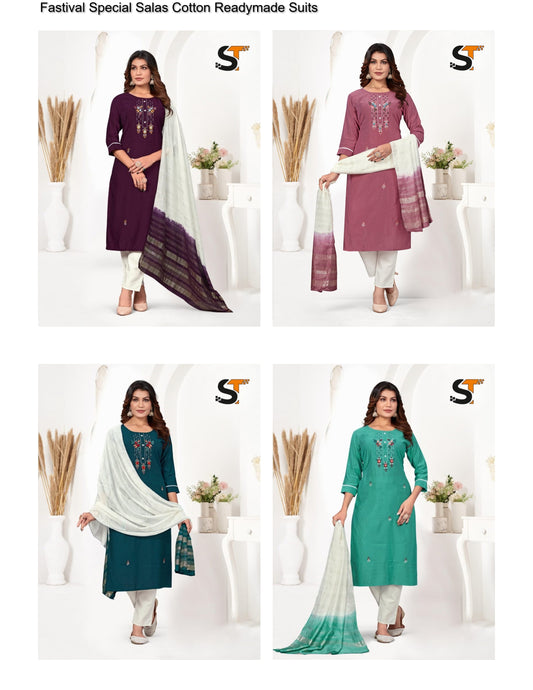 Fastival Special Salas Cotton Readymade Suits