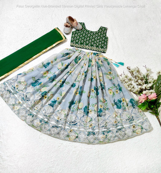 Faux Georgette Non-Branded Stmnan Digital Printed Girls Readymade Lehenga Choli