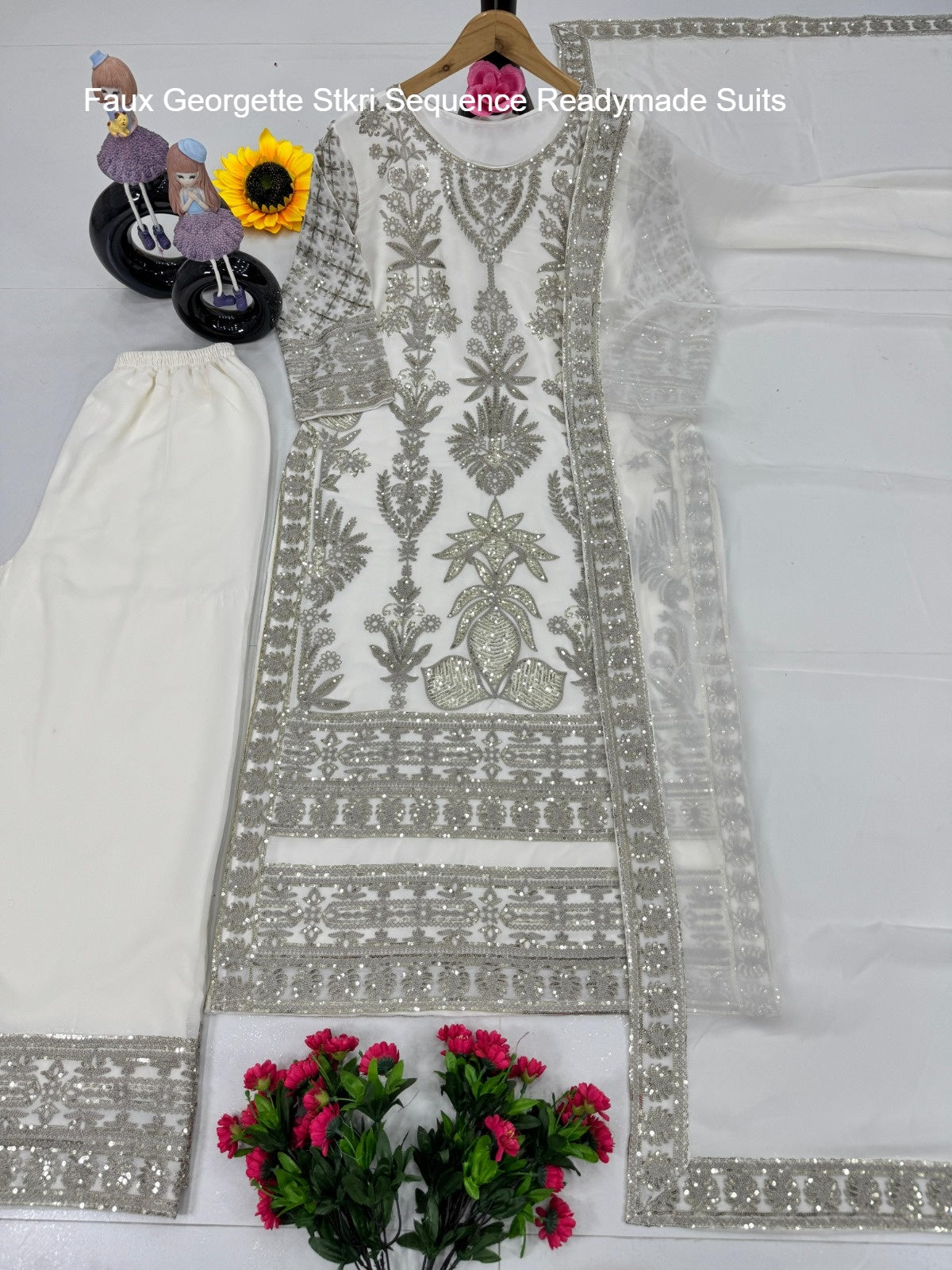 Faux Georgette Stkri Sequence Readymade Suits