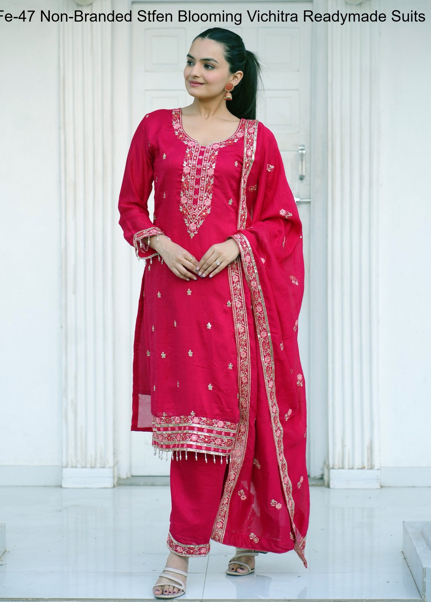 Fe-47 Non-Branded Stfen Blooming Vichitra Readymade Suits