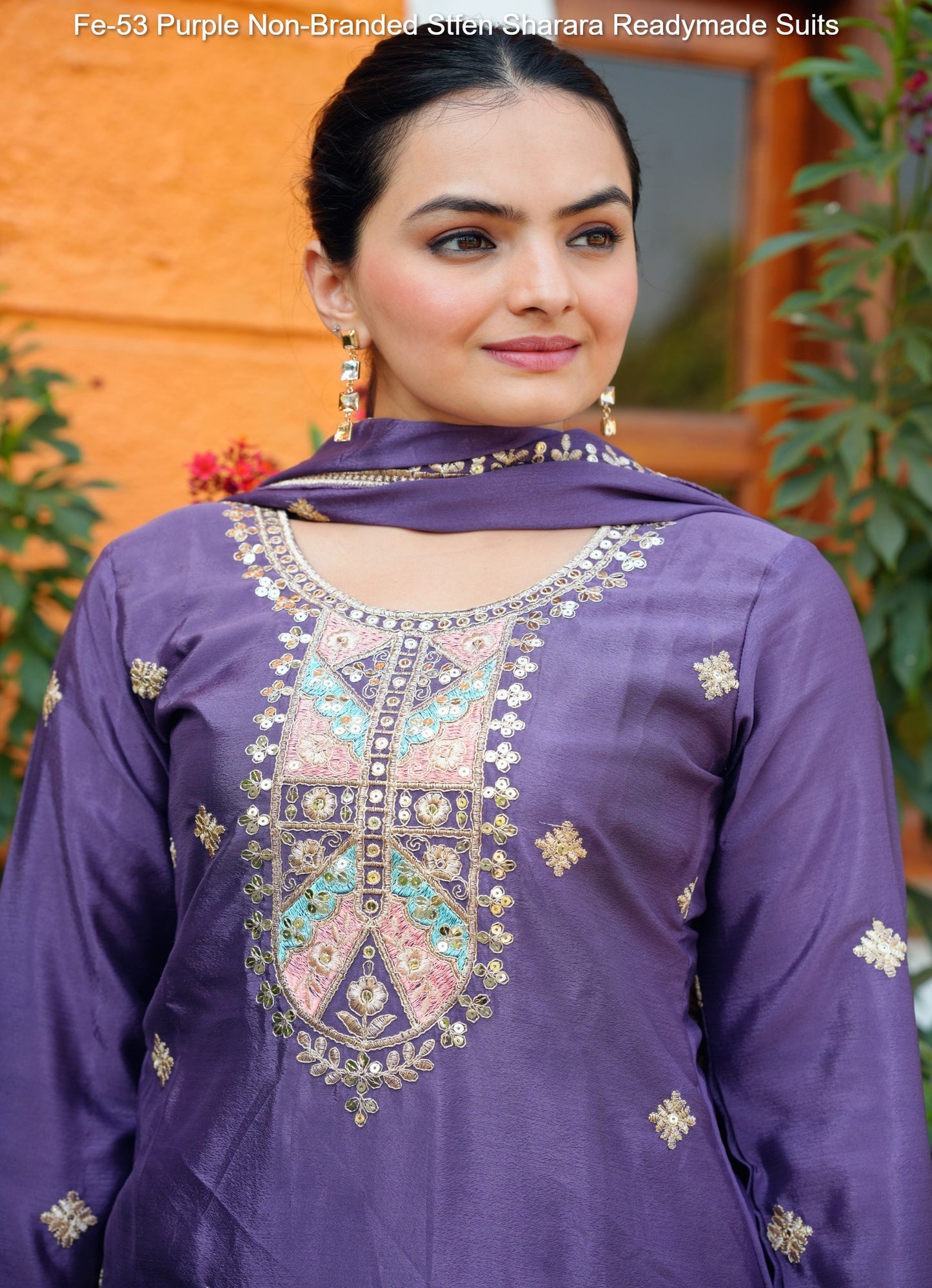 Fe-53 Purple Non-Branded Stfen Sharara Readymade Suits