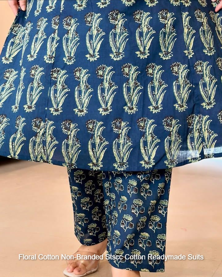 Floral Cotton Non-Branded Stscc Cotton Readymade Suits