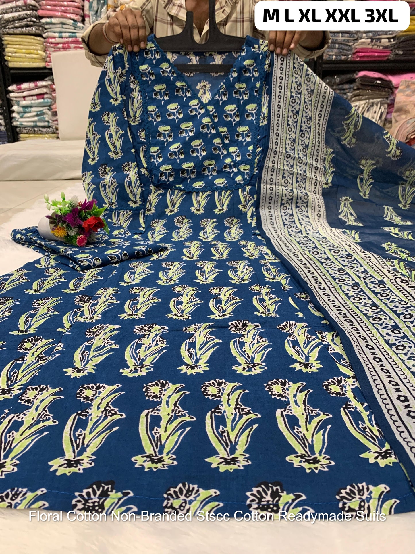 Floral Cotton Non-Branded Stscc Cotton Readymade Suits