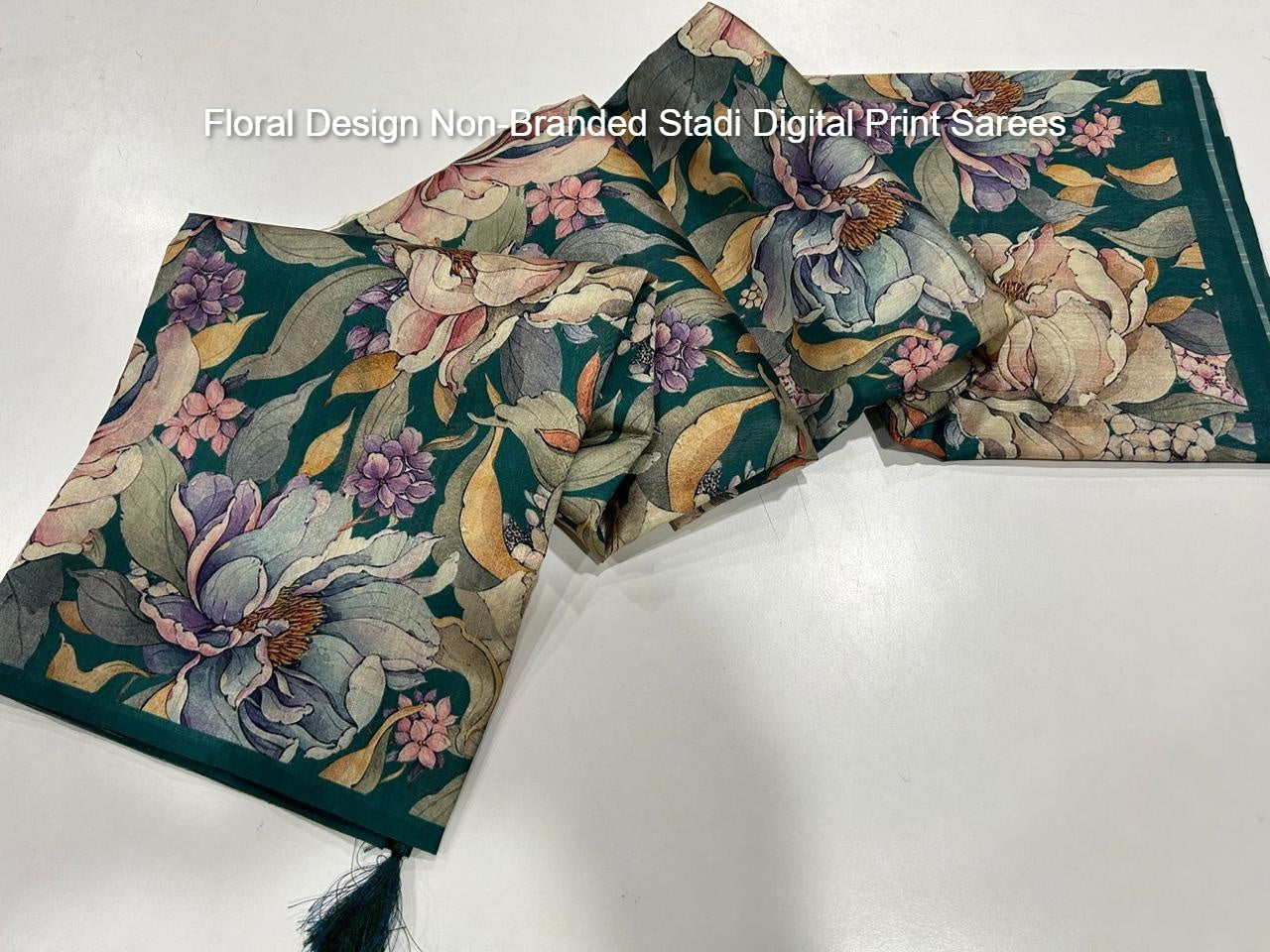 Floral Design Non-Branded Stadi Digital Print Sarees