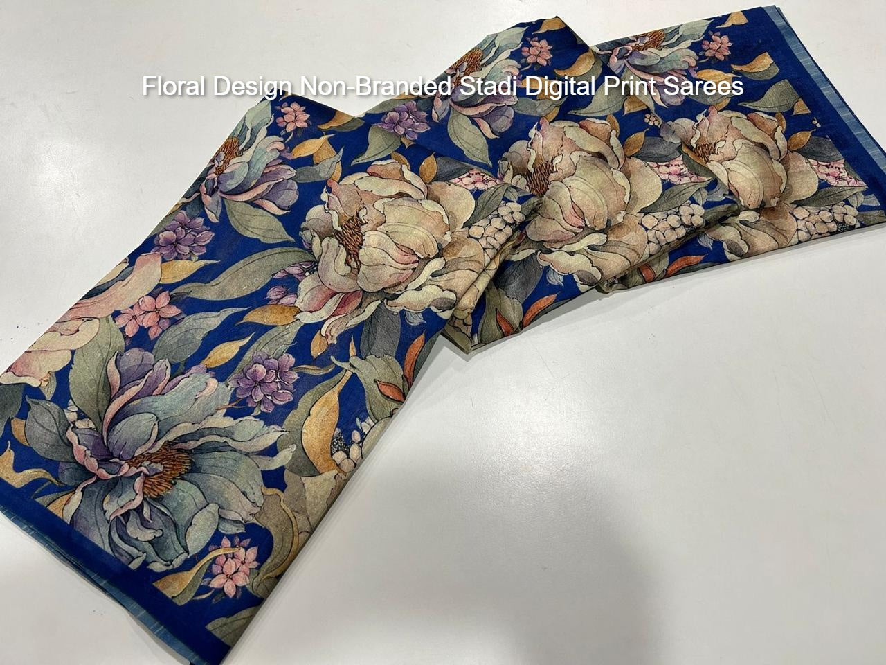 Floral Design Non-Branded Stadi Digital Print Sarees