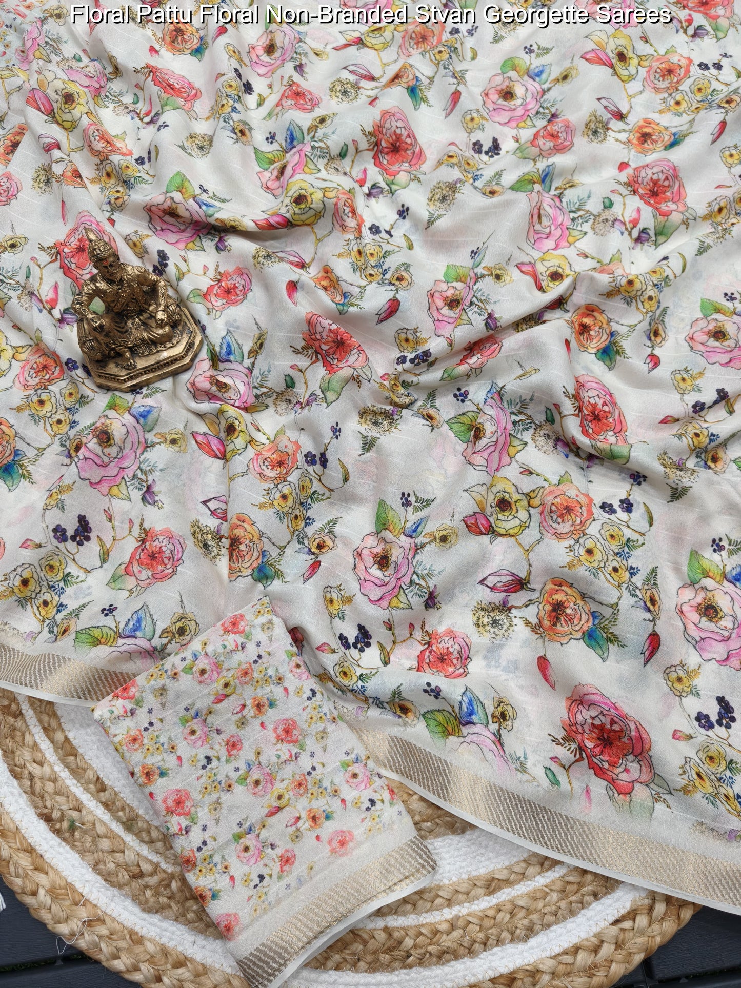 Floral Pattu Floral Non-Branded Stvan Georgette Sarees