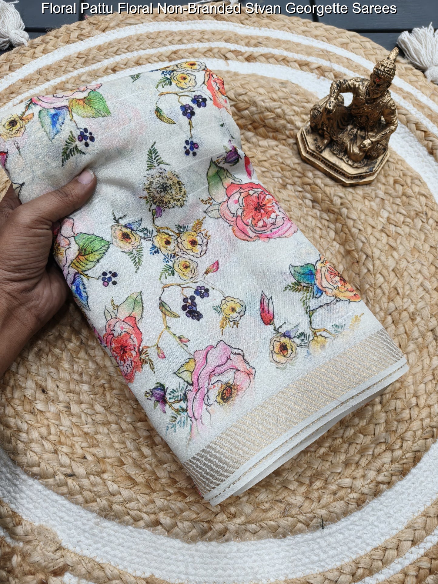 Floral Pattu Floral Non-Branded Stvan Georgette Sarees