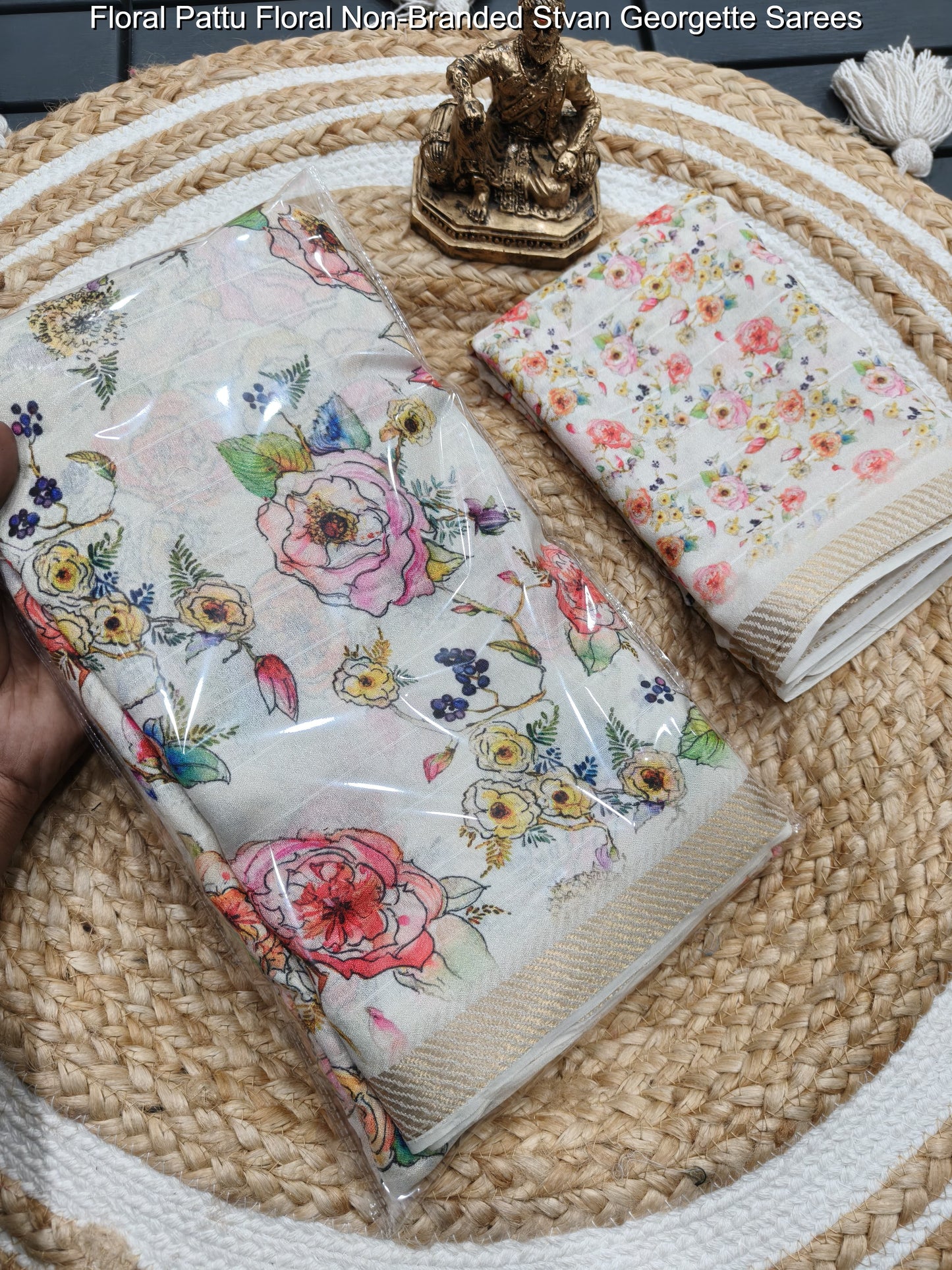 Floral Pattu Floral Non-Branded Stvan Georgette Sarees