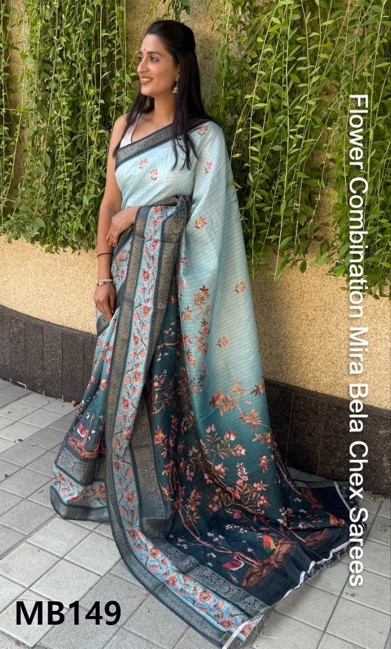 Flower Combination Mira Bela Chex Sarees