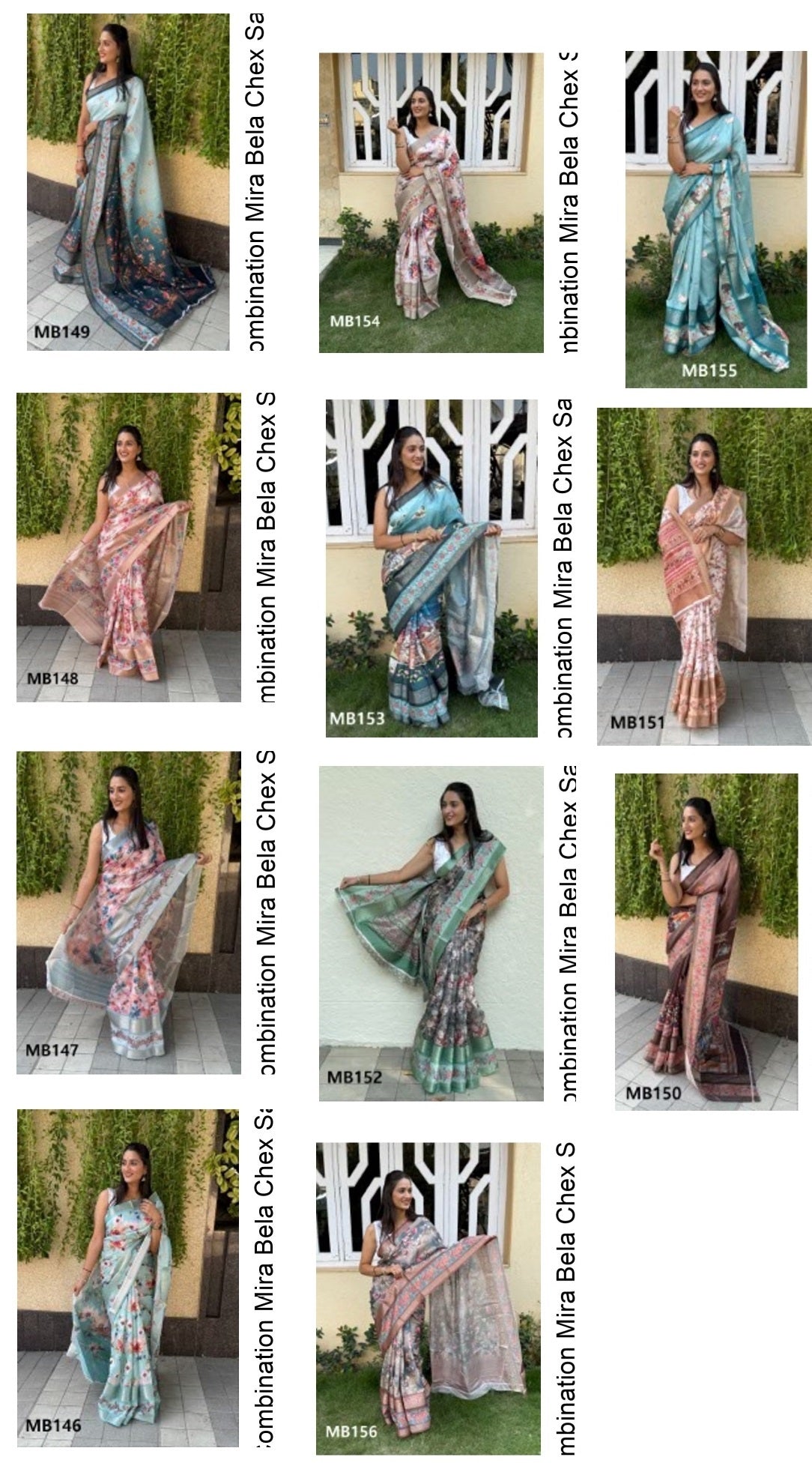 Flower Combination Mira Bela Chex Sarees