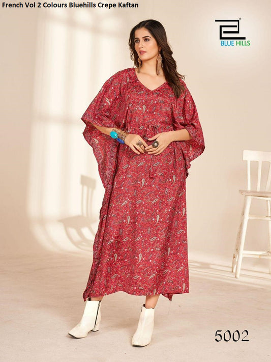 French Vol 2 Colours Bluehills Crepe Kaftan