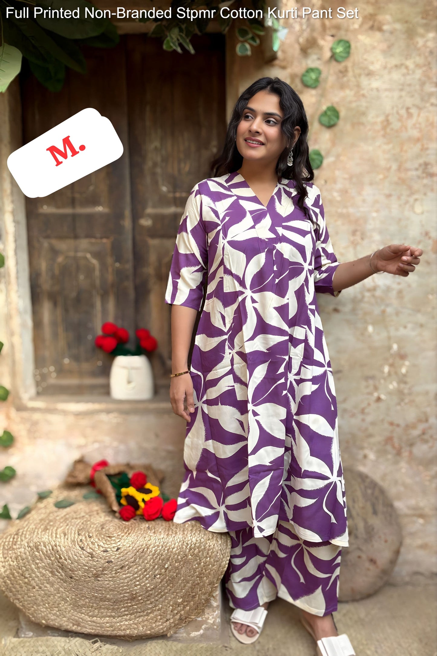 Full Printed Non-Branded Stpmr Cotton Kurti Pant Set
