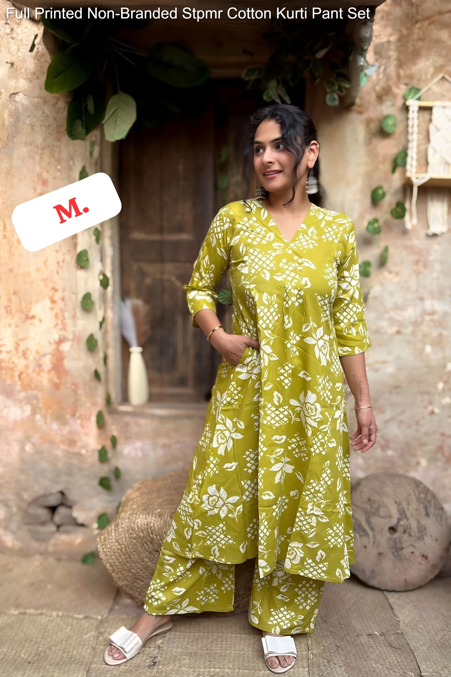 Full Printed Non-Branded Stpmr Cotton Kurti Pant Set
