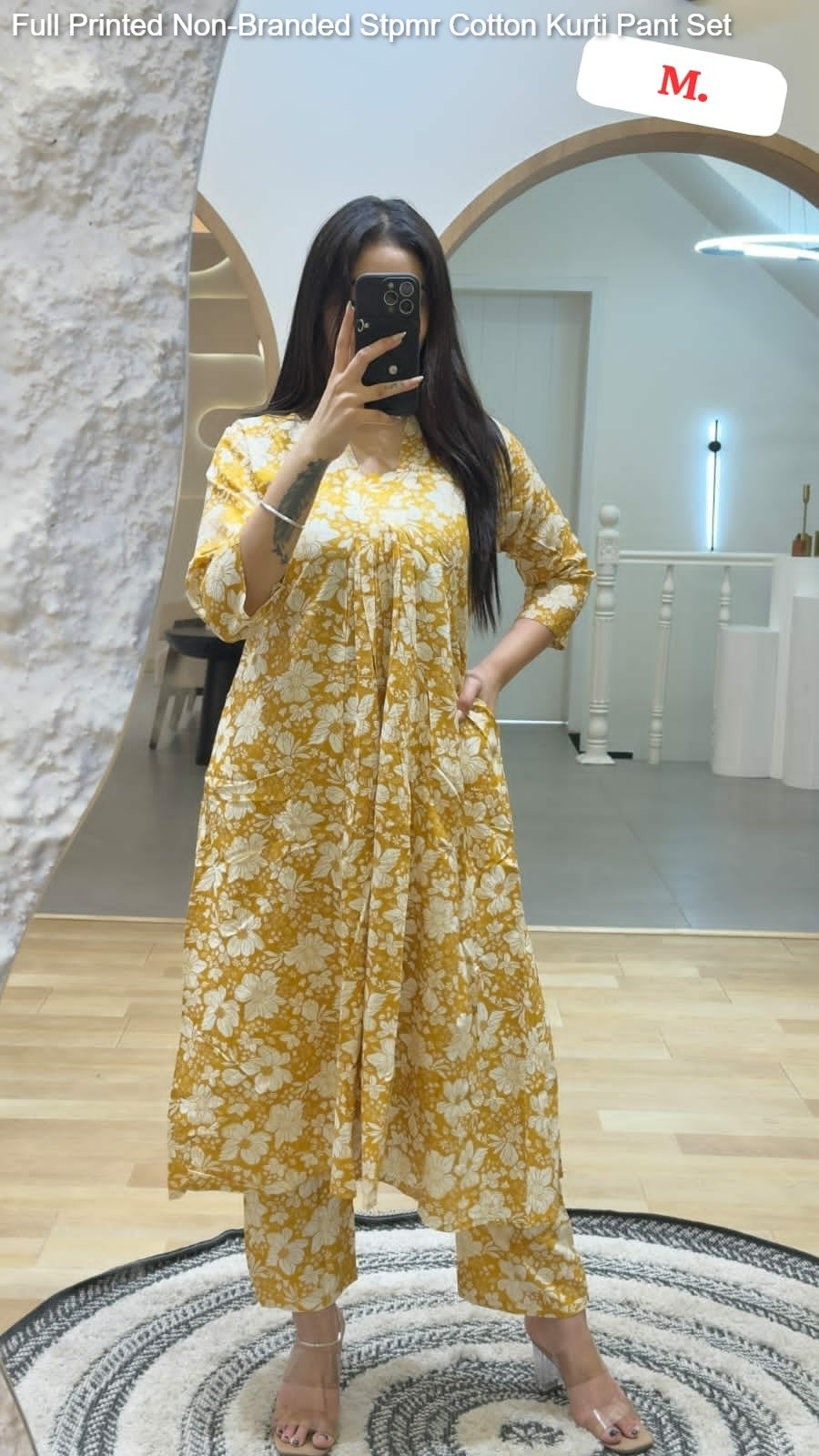 Full Printed Non-Branded Stpmr Cotton Kurti Pant Set