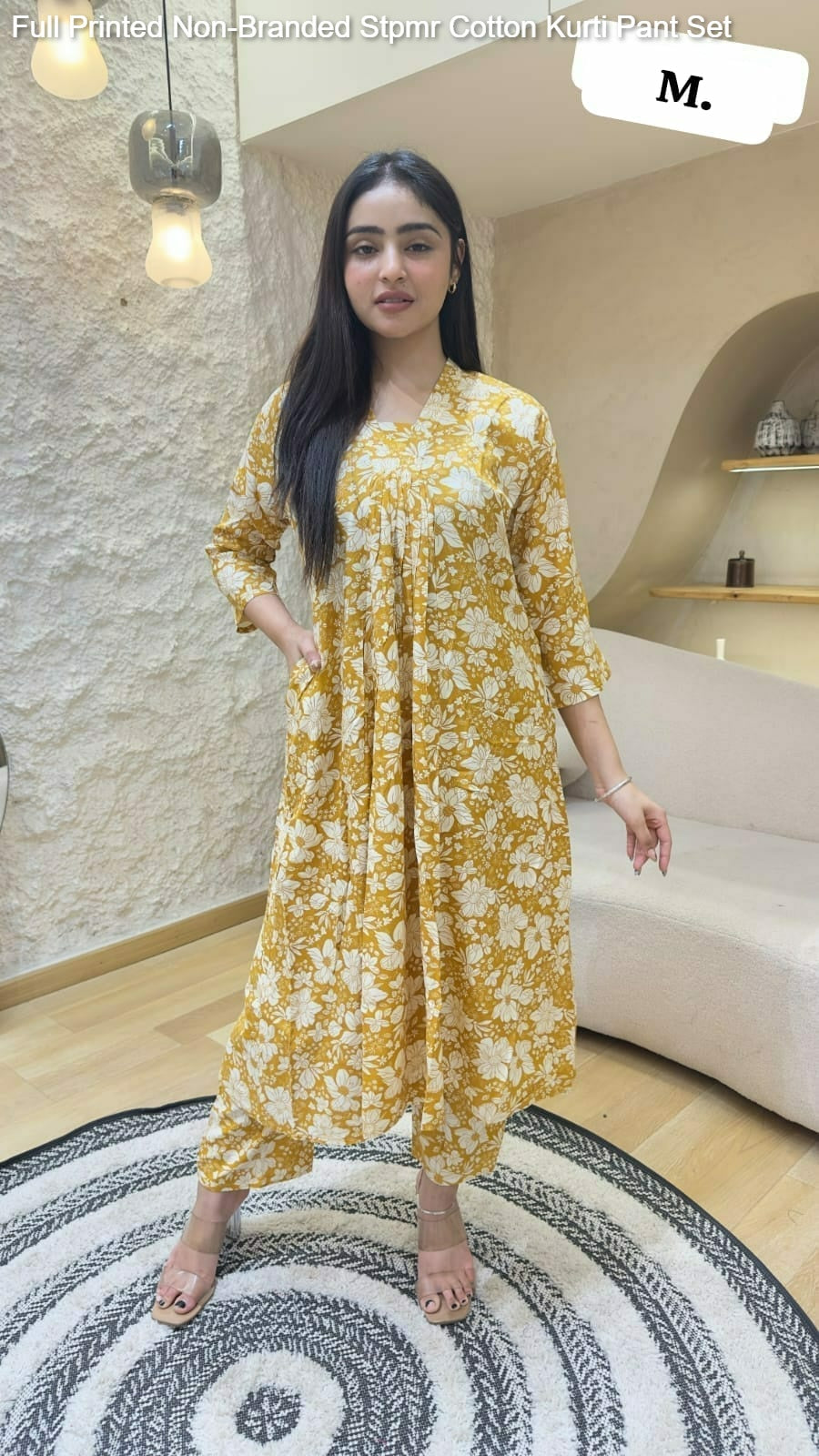 Full Printed Non-Branded Stpmr Cotton Kurti Pant Set