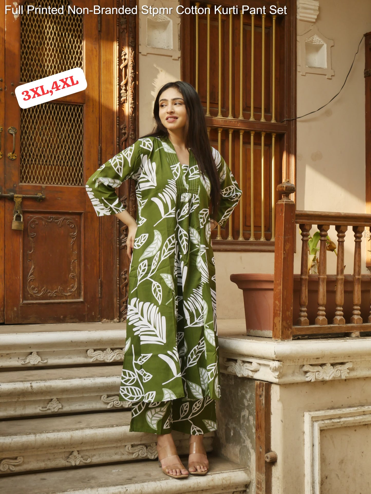 Full Printed Non-Branded Stpmr Cotton Kurti Pant Set