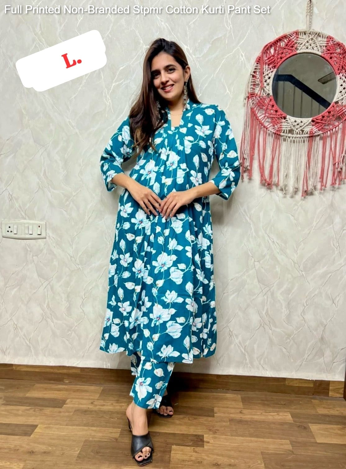 Full Printed Non-Branded Stpmr Cotton Kurti Pant Set