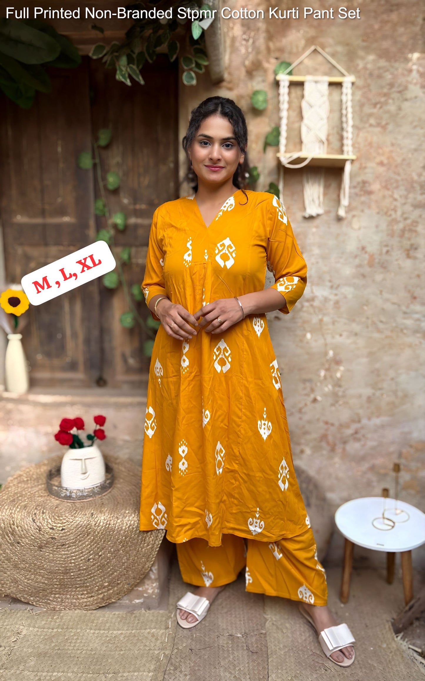 Full Printed Non-Branded Stpmr Cotton Kurti Pant Set