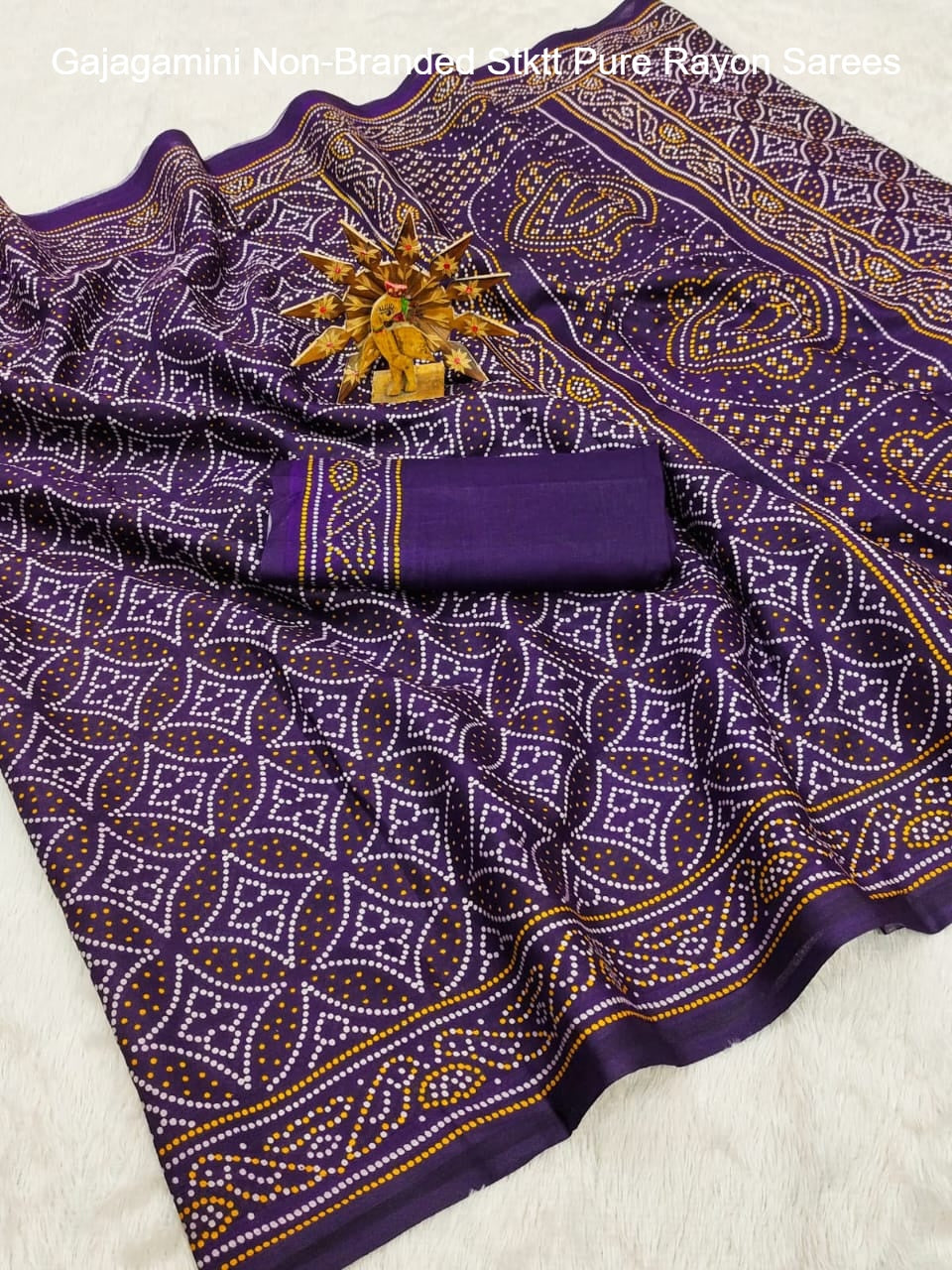 Gajagamini Non-Branded Stktt Pure Rayon Sarees