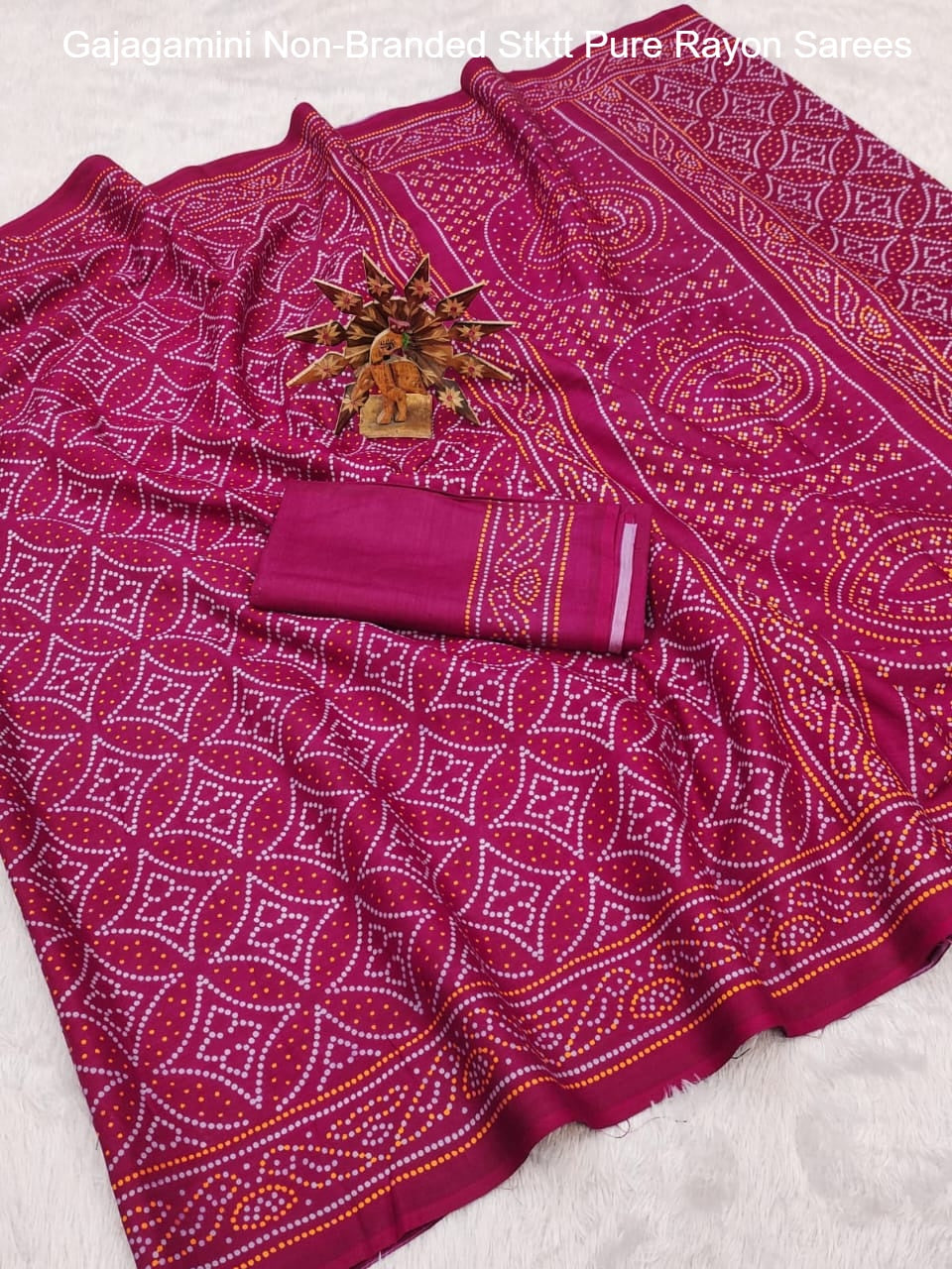 Gajagamini Non-Branded Stktt Pure Rayon Sarees