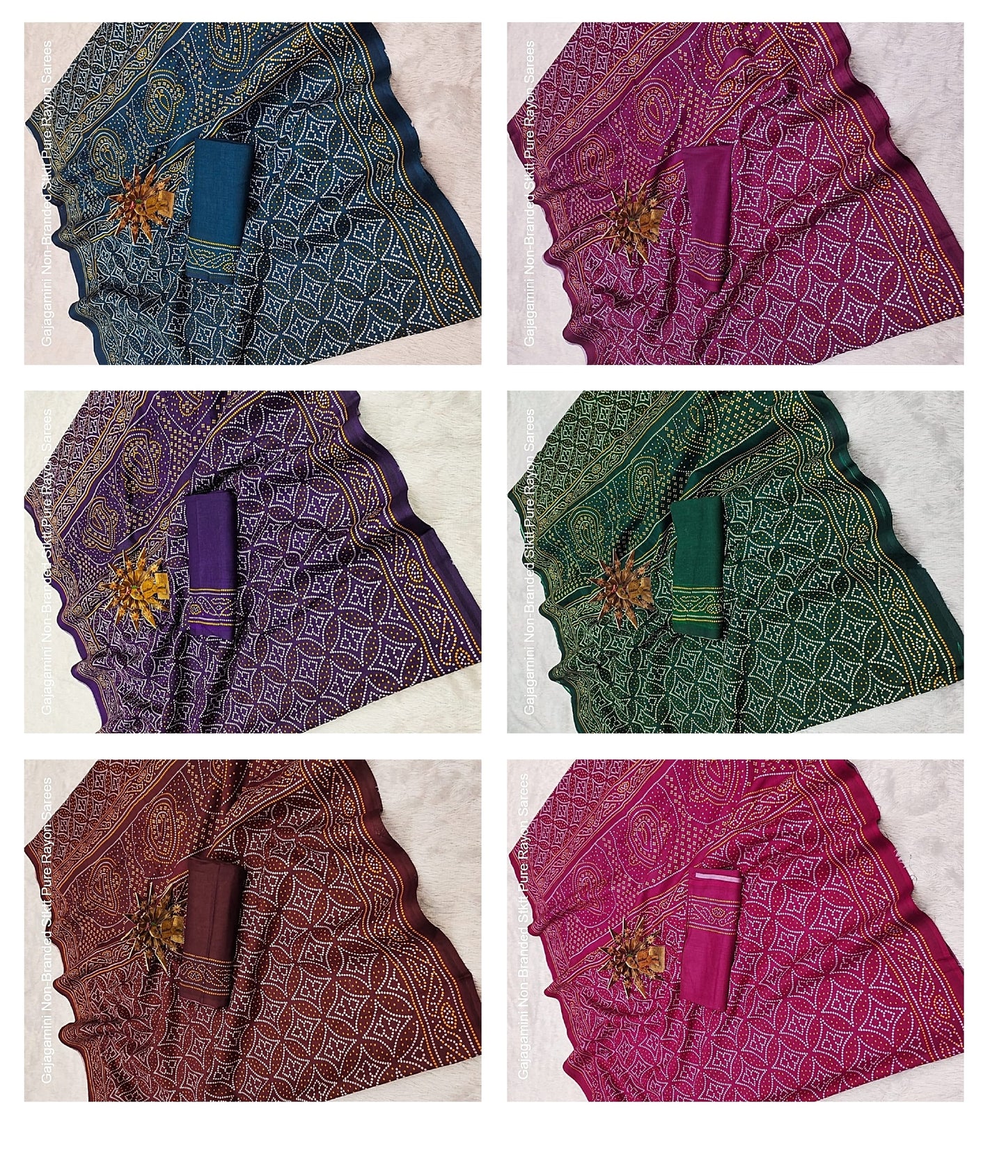 Gajagamini Non-Branded Stktt Pure Rayon Sarees