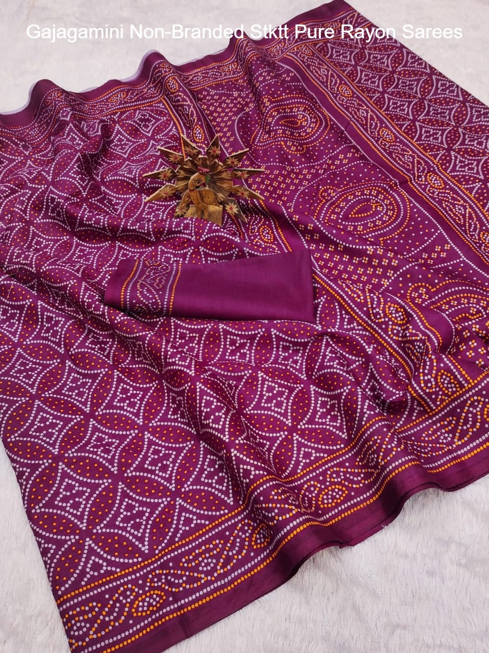 Gajagamini Non-Branded Stktt Pure Rayon Sarees