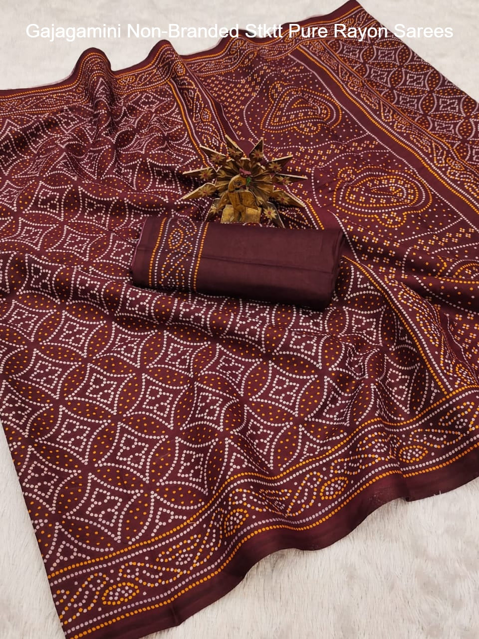 Gajagamini Non-Branded Stktt Pure Rayon Sarees