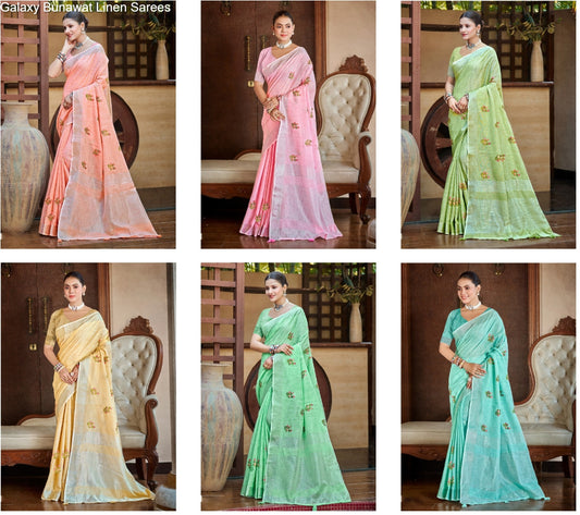 Galaxy Bunawat Linen Sarees