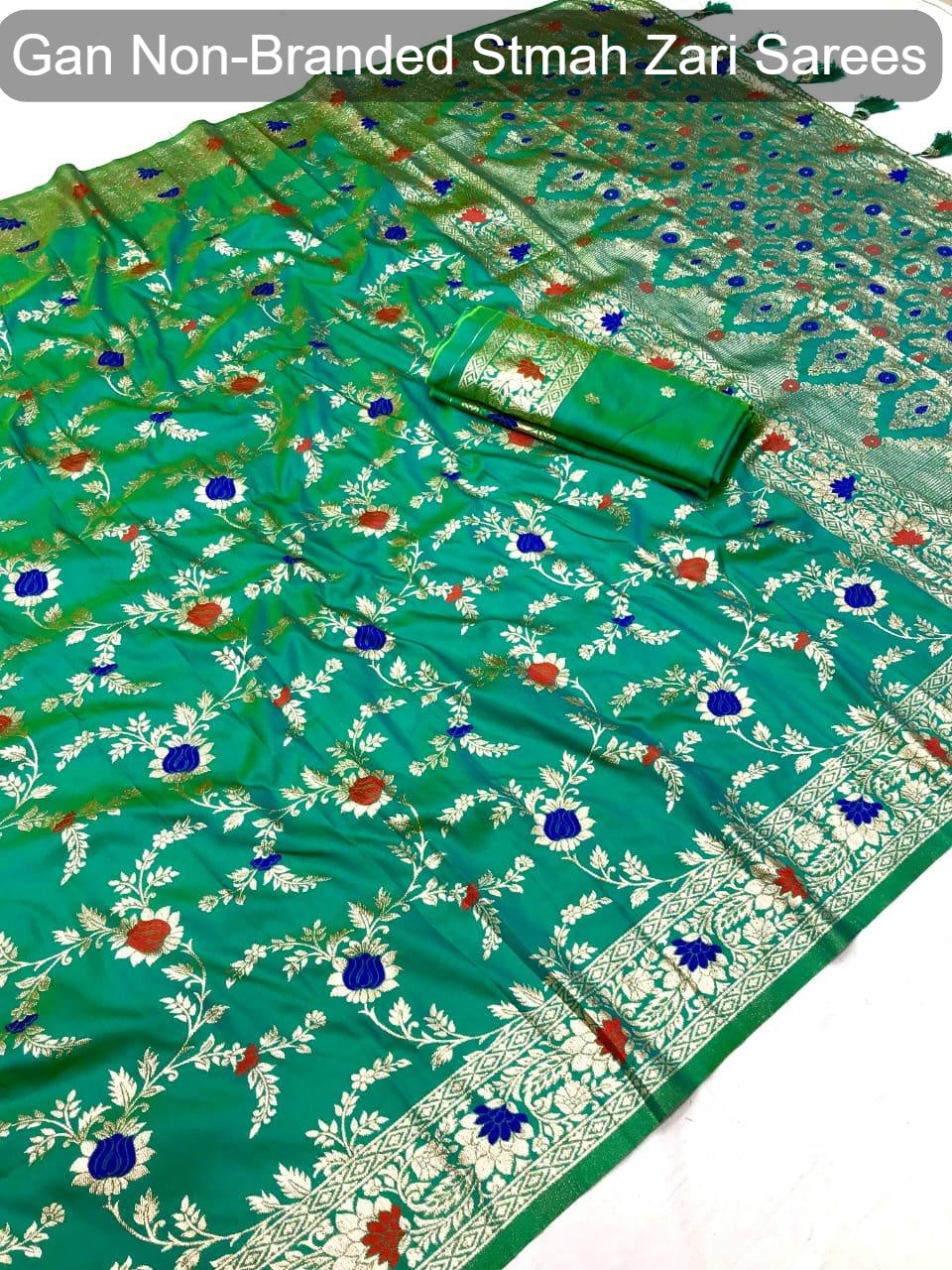 Gan Non-Branded Stmah Zari Sarees