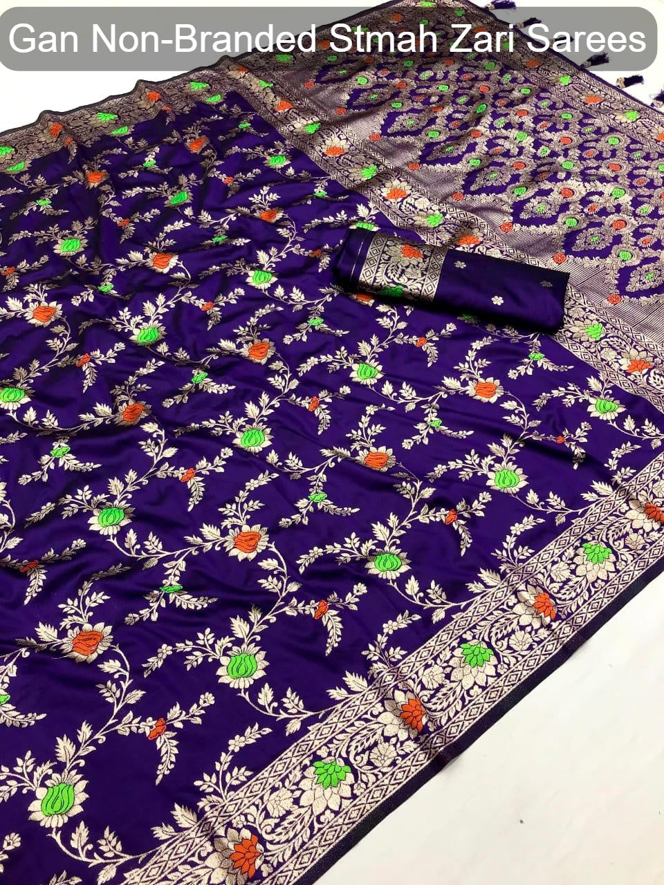 Gan Non-Branded Stmah Zari Sarees