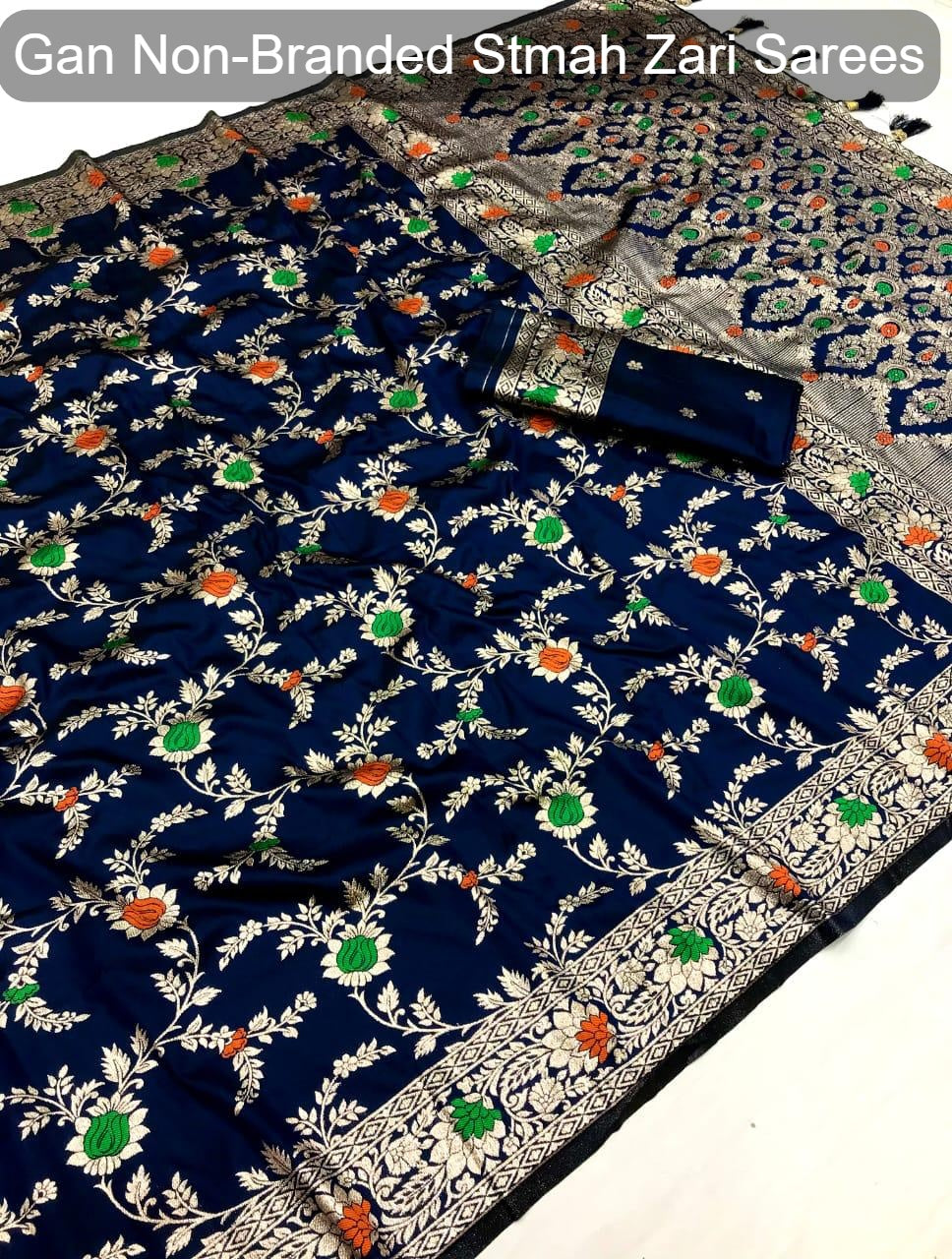 Gan Non-Branded Stmah Zari Sarees