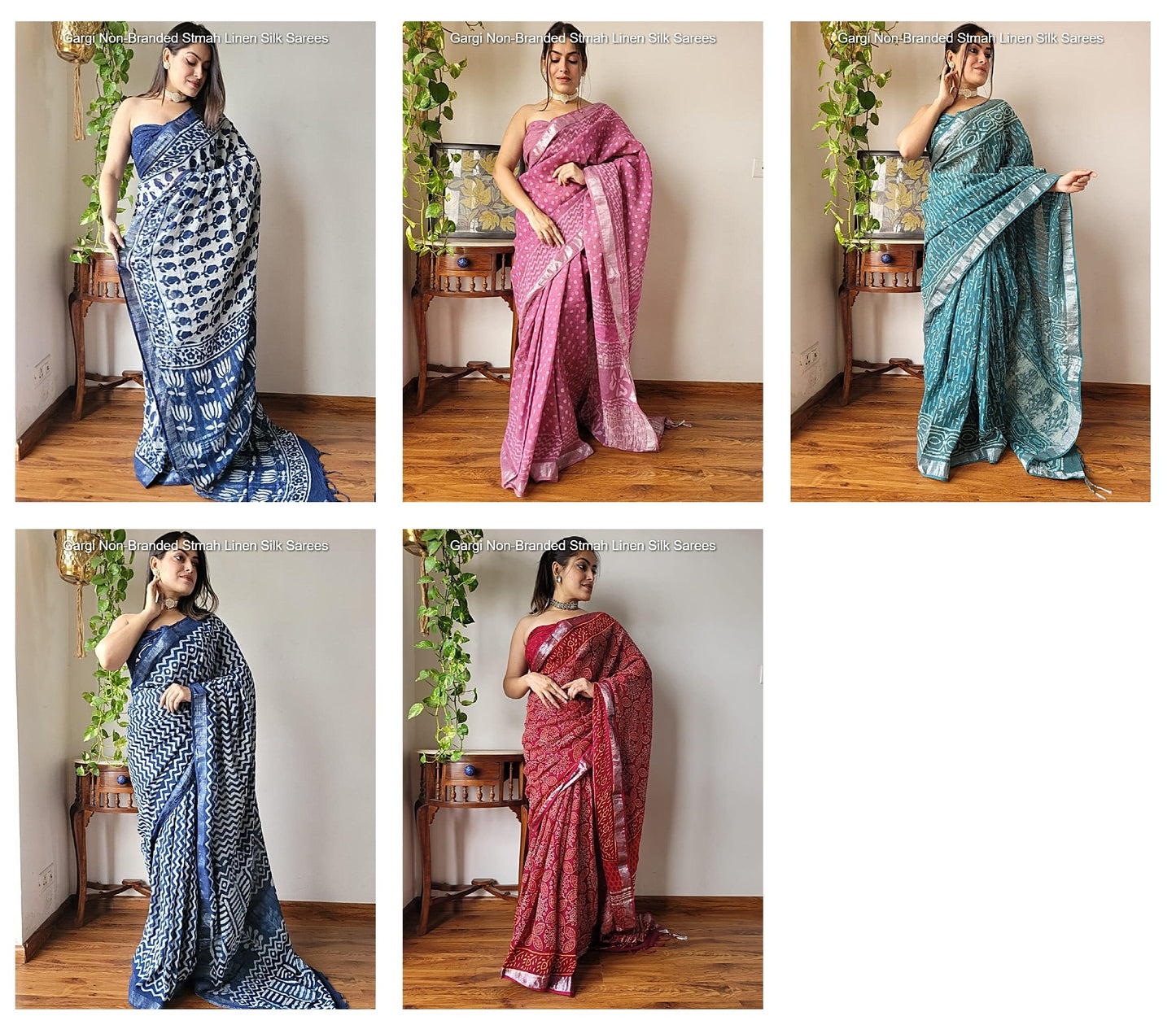 Gargi Non-Branded Stmah Linen Silk Sarees