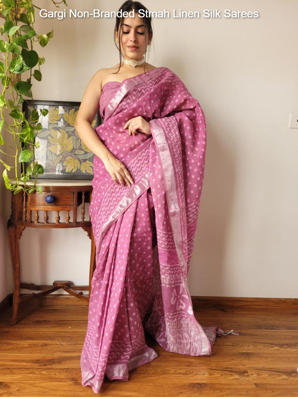 Gargi Non-Branded Stmah Linen Silk Sarees
