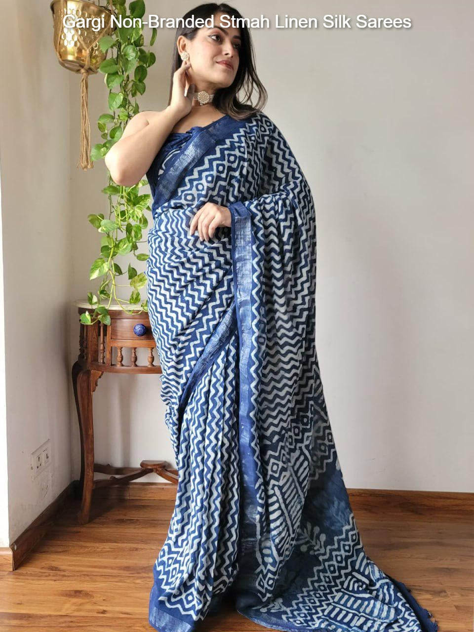 Gargi Non-Branded Stmah Linen Silk Sarees