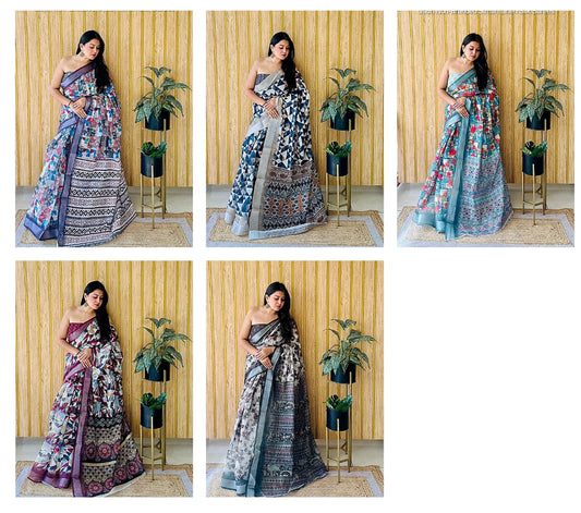 Gauri Non-Branded Stmah Linen Silk Sarees