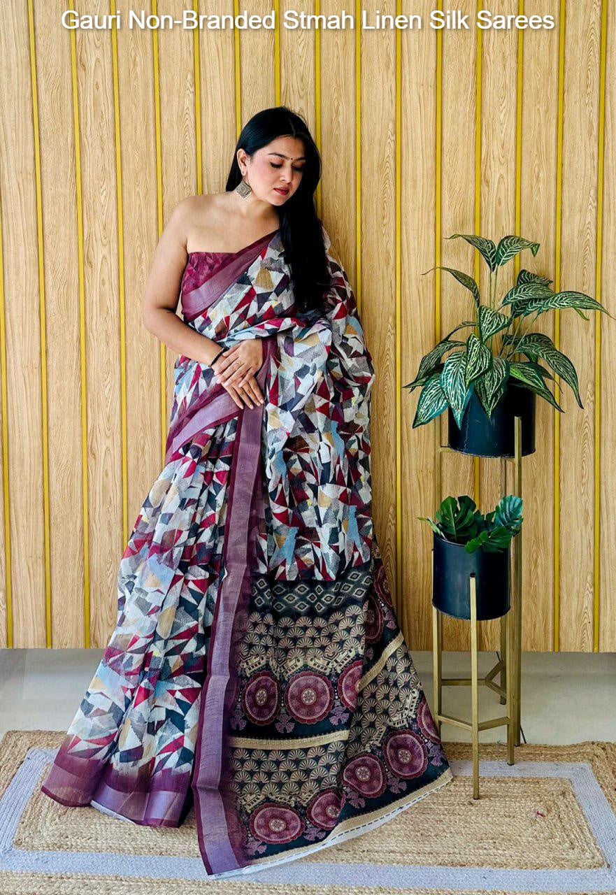 Gauri Non-Branded Stmah Linen Silk Sarees