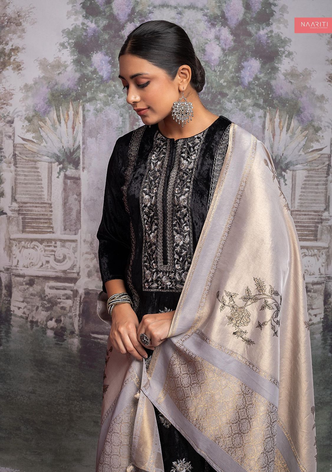 Gazala 2028 Naariti Hand Work Velvet Suits
