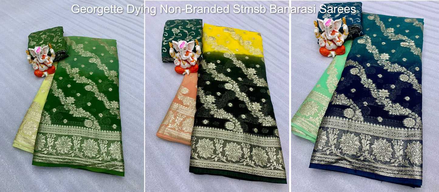 Georgette Dying Non-Branded Stmsb Banarasi Sarees