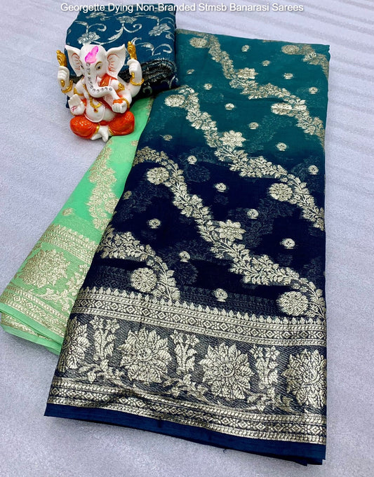Georgette Dying Non-Branded Stmsb Banarasi Sarees