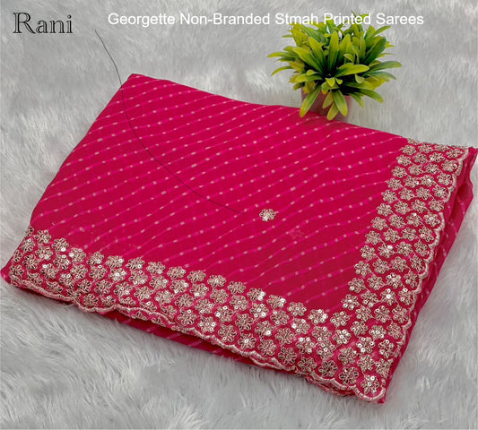 Georgette Non-Branded Stmah Printed Sarees