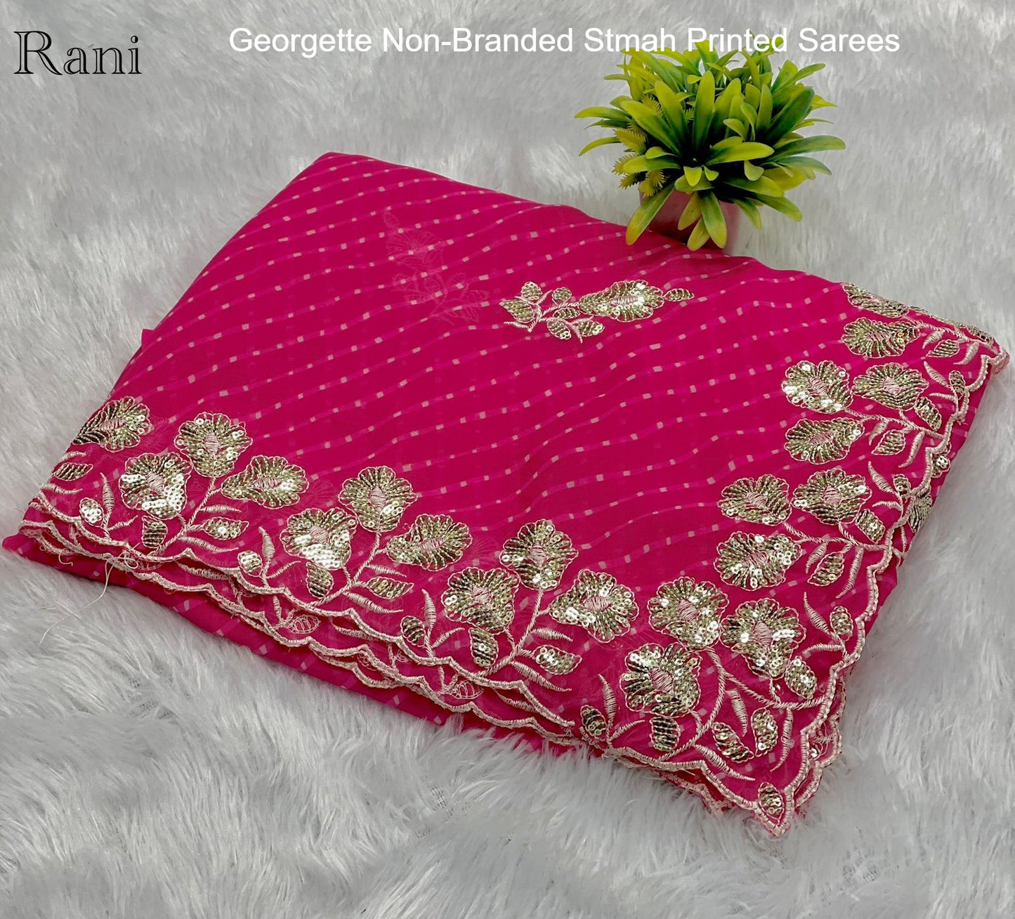 Georgette Non-Branded Stmah Printed Sarees