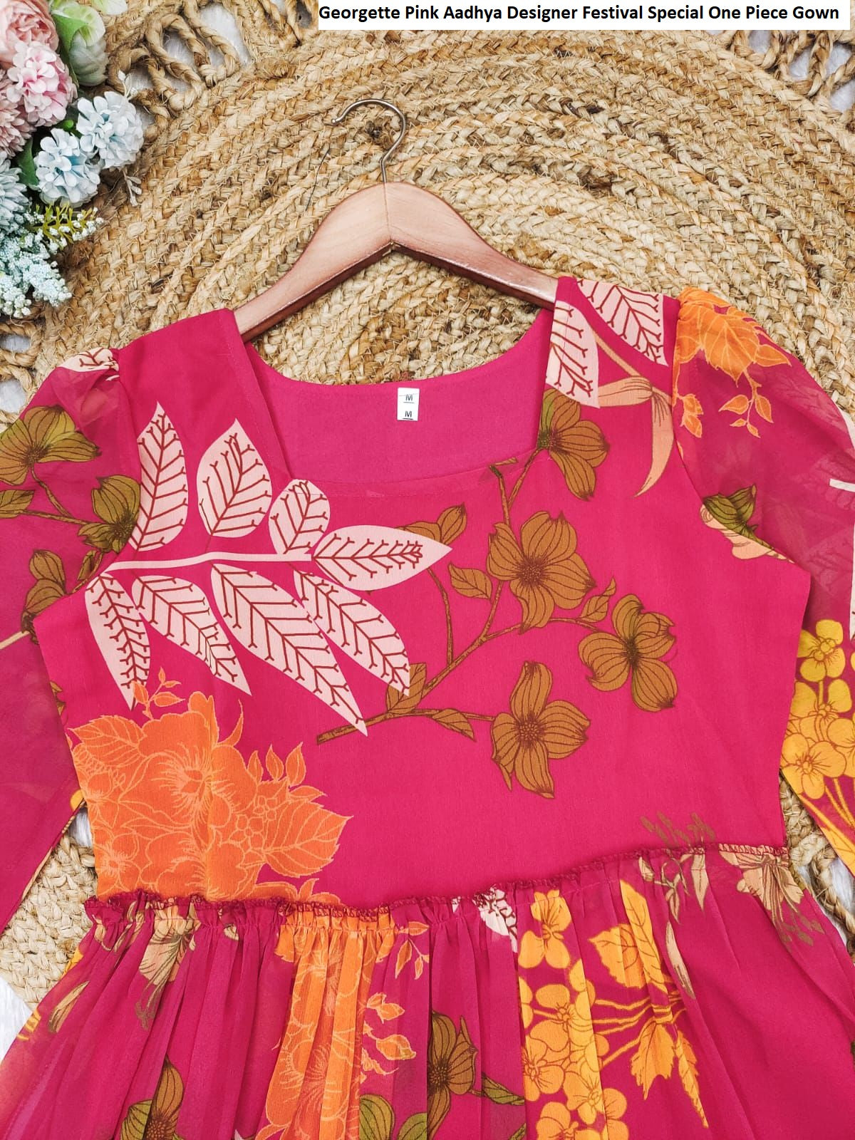 Georgette Pink Aadhya Designer Festival Special One Piece Gown
