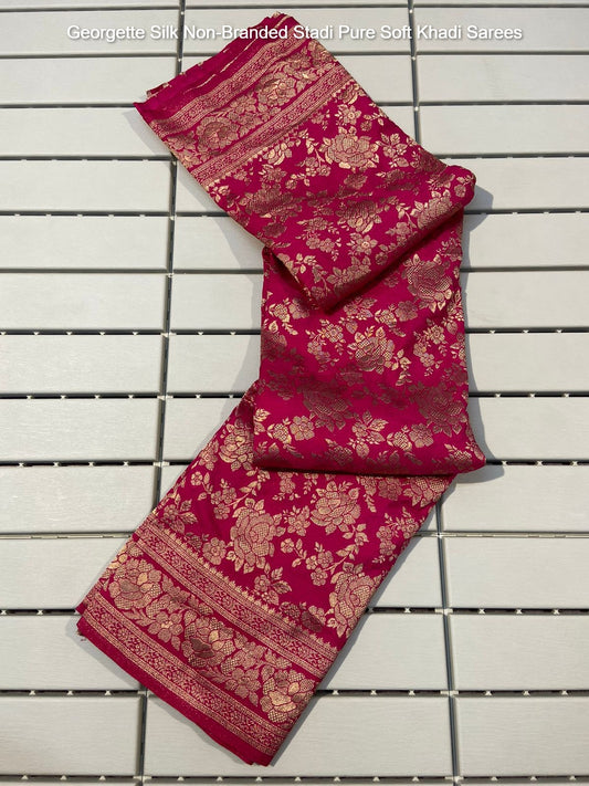 Georgette Silk Non-Branded Stadi Pure Soft Khadi Sarees