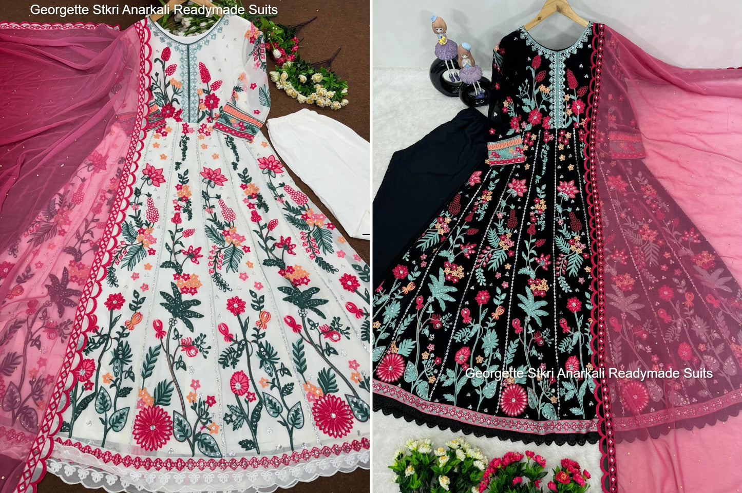 Georgette Stkri Anarkali Readymade Suits