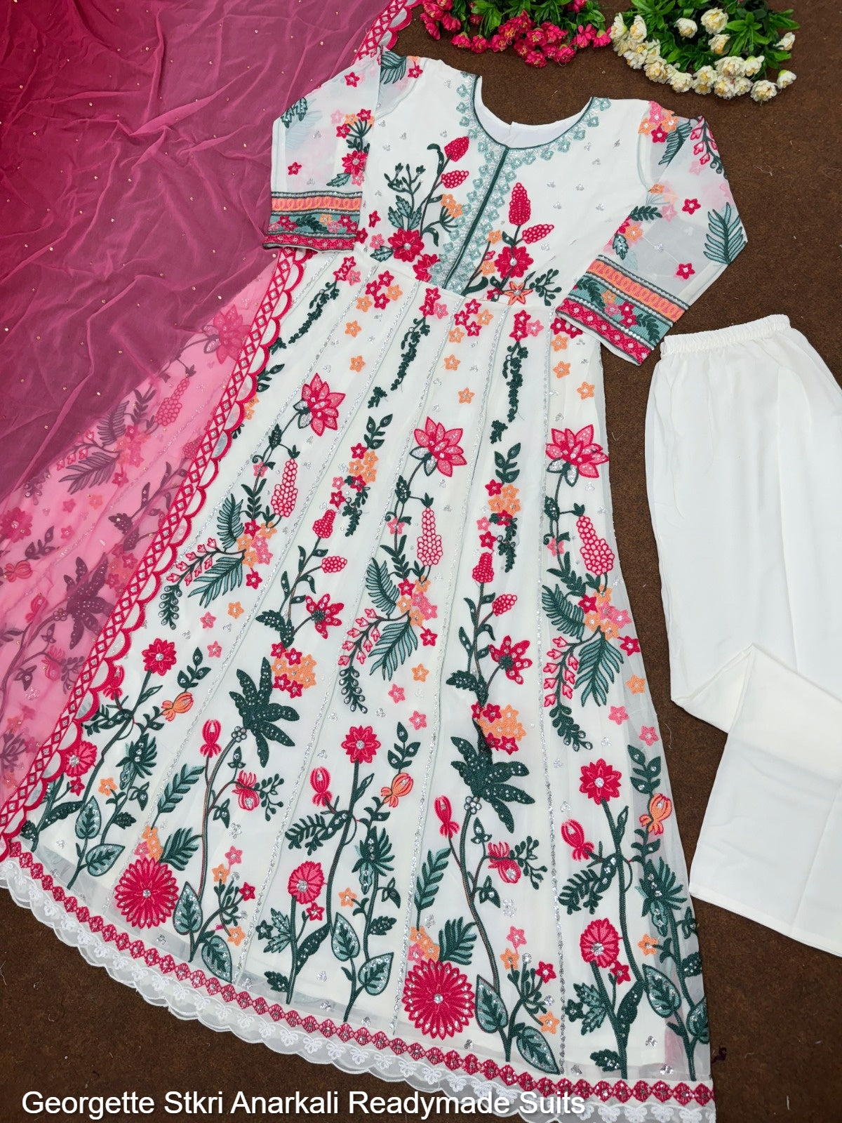 Georgette Stkri Anarkali Readymade Suits